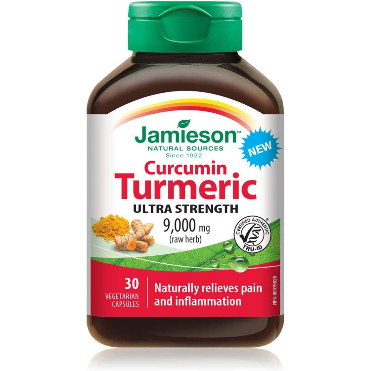 Jamieson - Curcumin Turmeric, 9000 mg (Raw Herb) | 30 Vegetarian Capsules