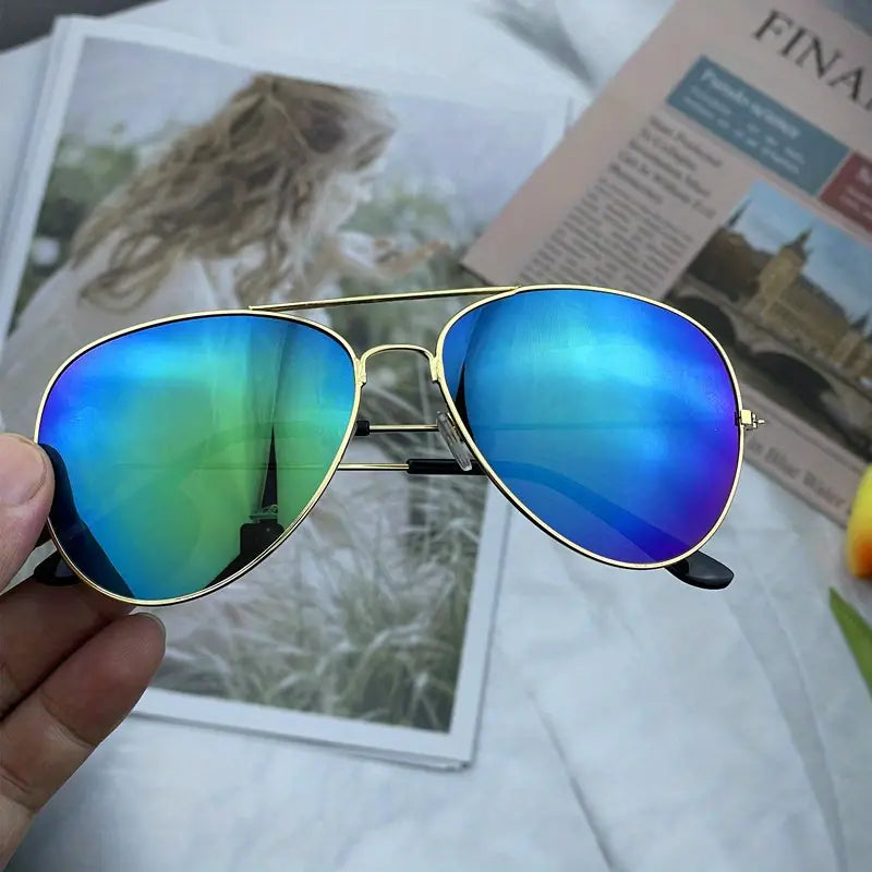 Top Bar Aviator Fashion Sunglasses For Women Men Retro Mirror Lens Outdoor Glasses For Driving Beach Travel