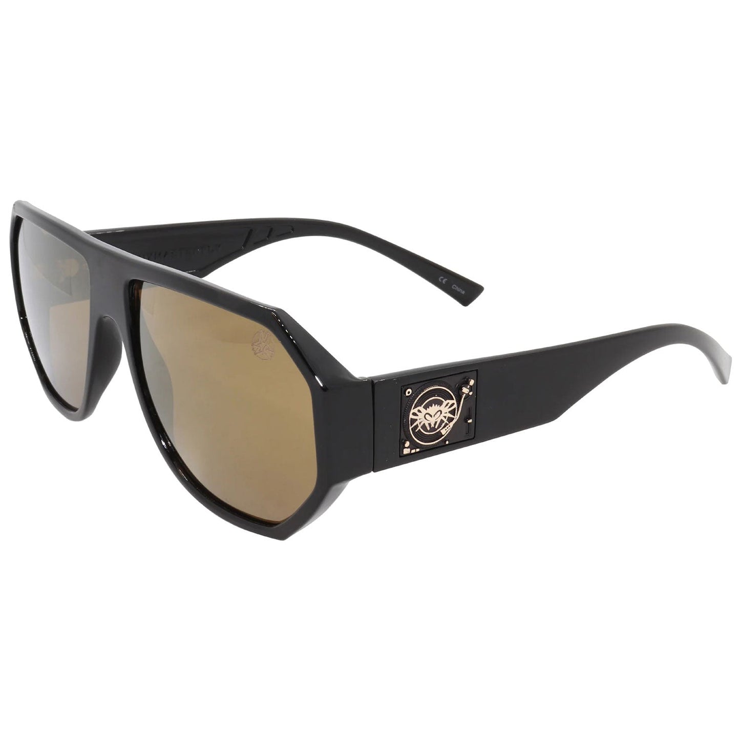 Mix Master Fly Black Flys Collab Shiny Black w/ Gold Mirror Lens Sunglasses