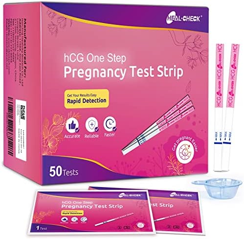 HEAL-CHECK HCG Pregnancy Test Strips, 50-Count HCG Test Strip with 50 Free Collection Cups,Early Pregnancy Test Kit,Easy at Home