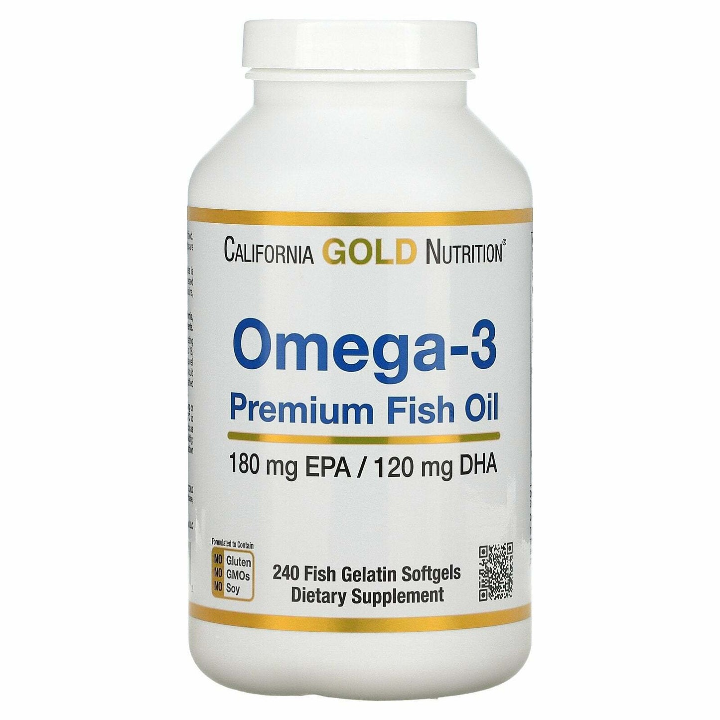 California Gold Nutrition Omega-3 Premium Fish Oil 240 Fish Gelatin Softgels NEW