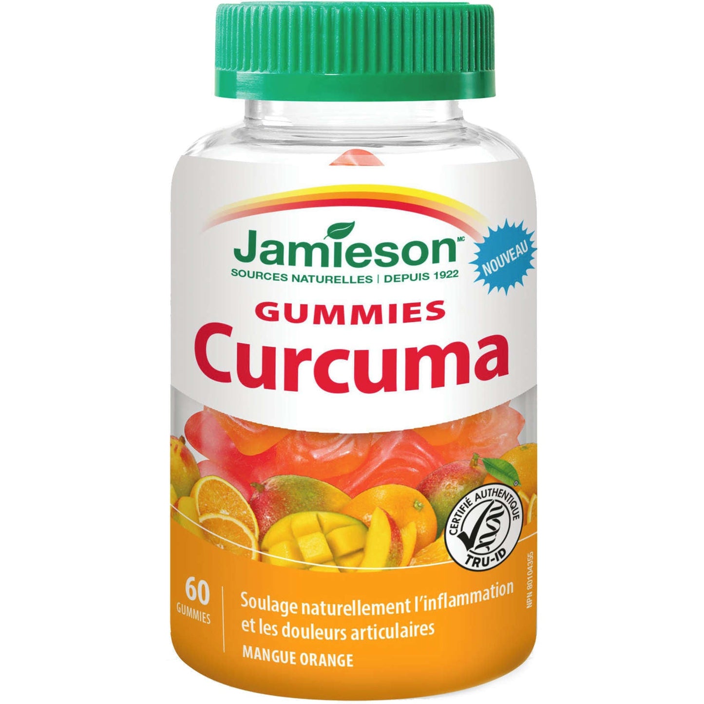 Jamieson Tumeric Gummies Fun Delicious Raw Herb Mango Orange Flavor 60 pcs NEW