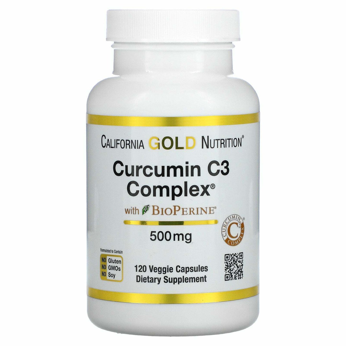 California Gold Nutrition Curcumin C3 Complex BioPerine 500mg 120 Veg Caps NEW