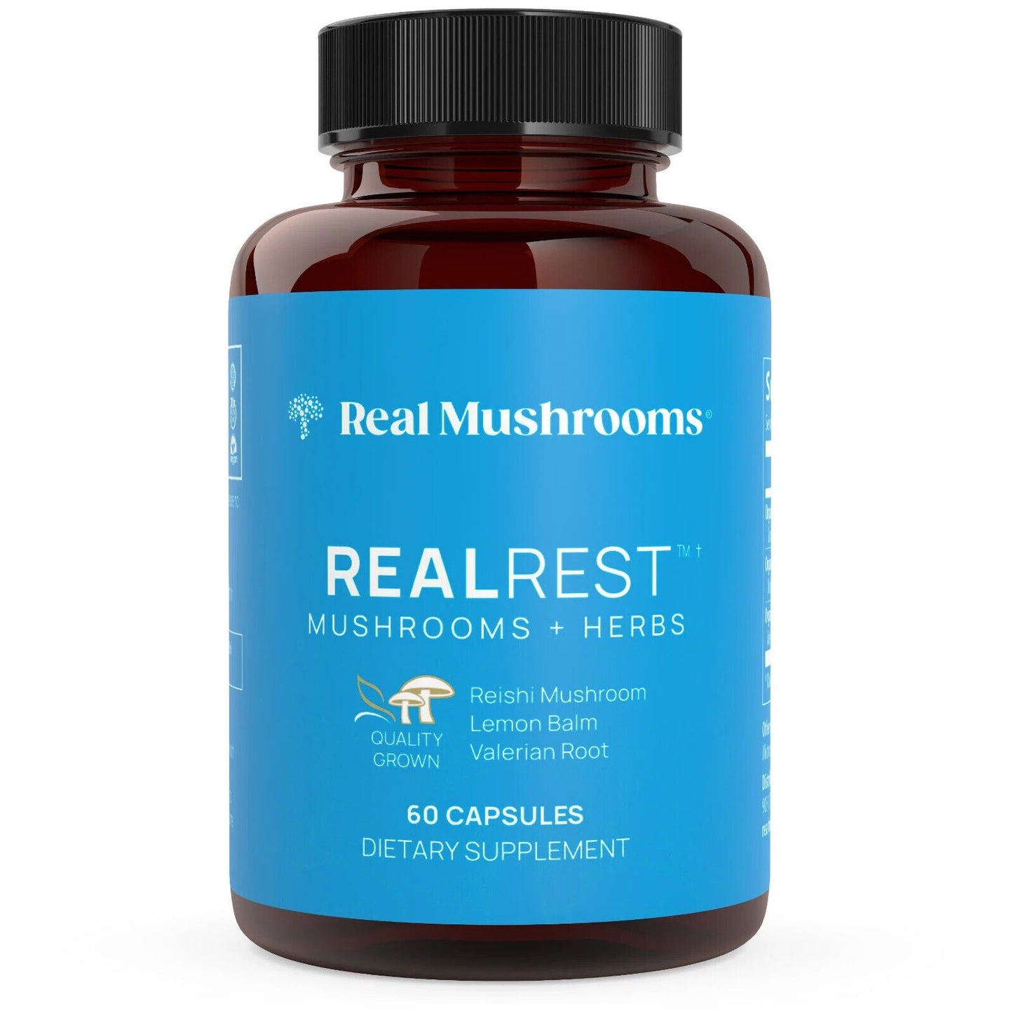 Real Mushrooms RealRest Reishi Valerian Lemon Balm Extract Blends 60 caps NEW