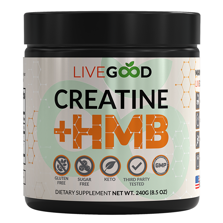 LiveGood Creatine + HMB Dietary Supplement for Workout Keto Sugar Free 8.5oz NEW