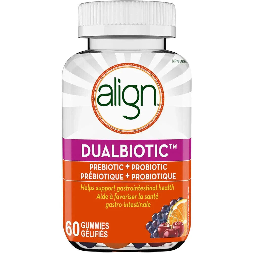 Align Dualbiotic Prebiotic Probiotic Gummies Gastrointestinal Health 60 pcs NEW
