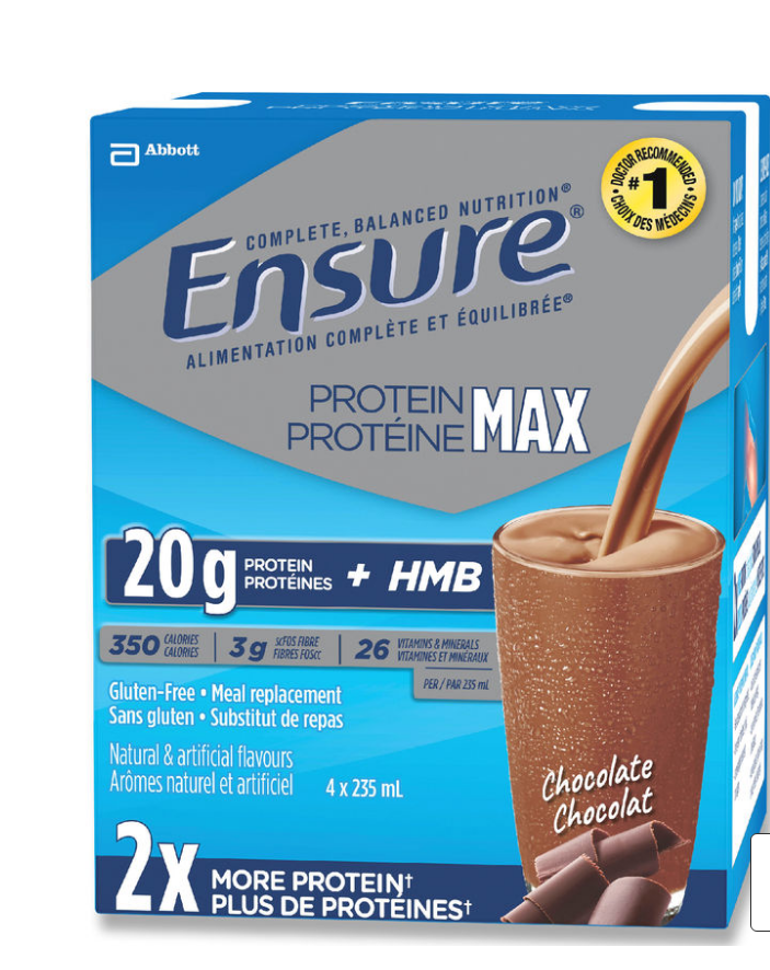 En sure Protein Max Chocolate Drink Supplement Nutritious 4 x 235mL ea NEW