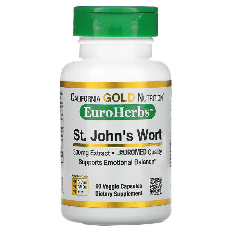 California Gold Nutrition EuroHerbs St. John's Wort Veg 300mg 60 caps NEW