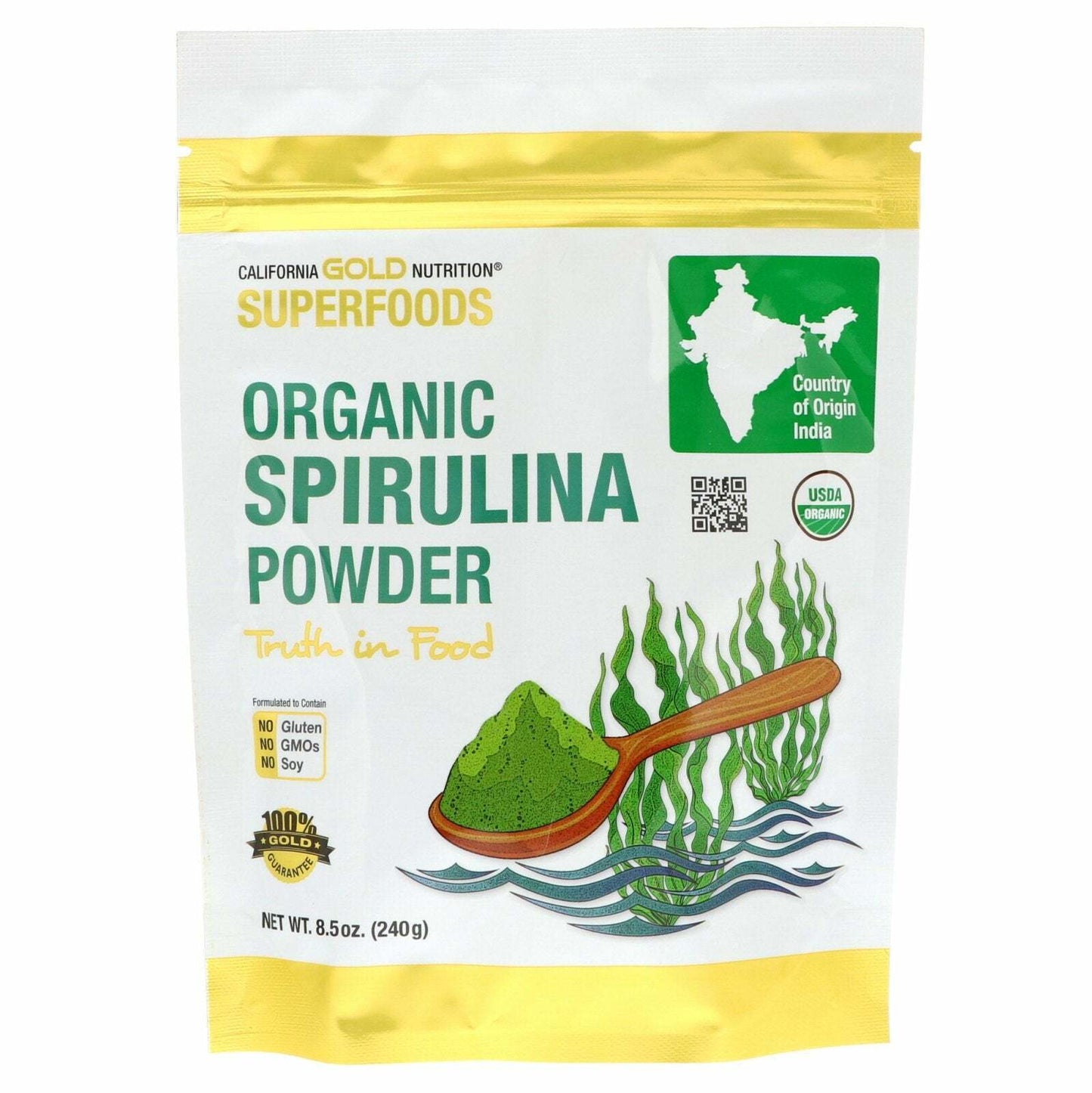 California Gold Nutrition Superfoods Organic Spirulina Powder Quality 8.5 oz NEW