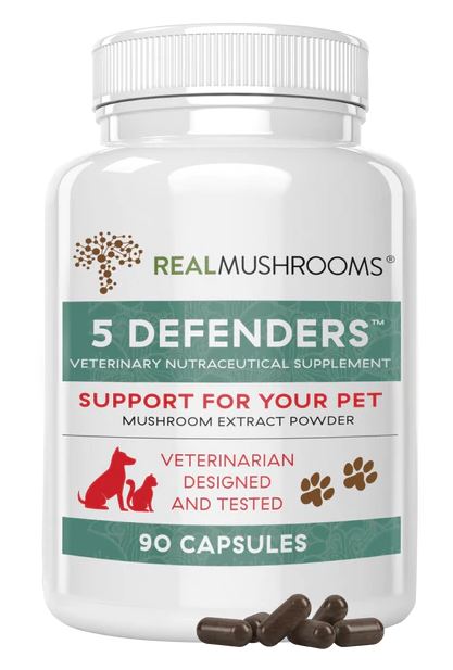 Real Mushrooms 5 Defenders Organic Mushroom Blend Capsules for Pets | 90 Count