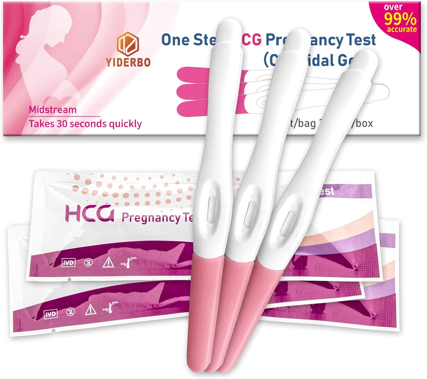 HCG Pregnancy Tests Early Detection Home Test, Woman Individually Sealed 1 Test/Bag 3 Tests/Box Early Pregnancy Home Detection HCG Pregnancy Tests Kit