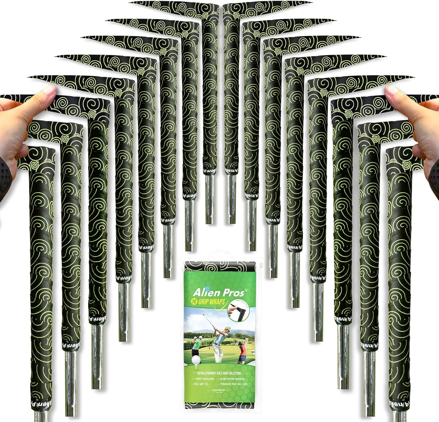 ALIEN PROS Golf Grip Wrapping Tapes - Innovative Golf Club Grip Solution - Enjoy a Fresh New Grip Feel in Less Than 1 Minute