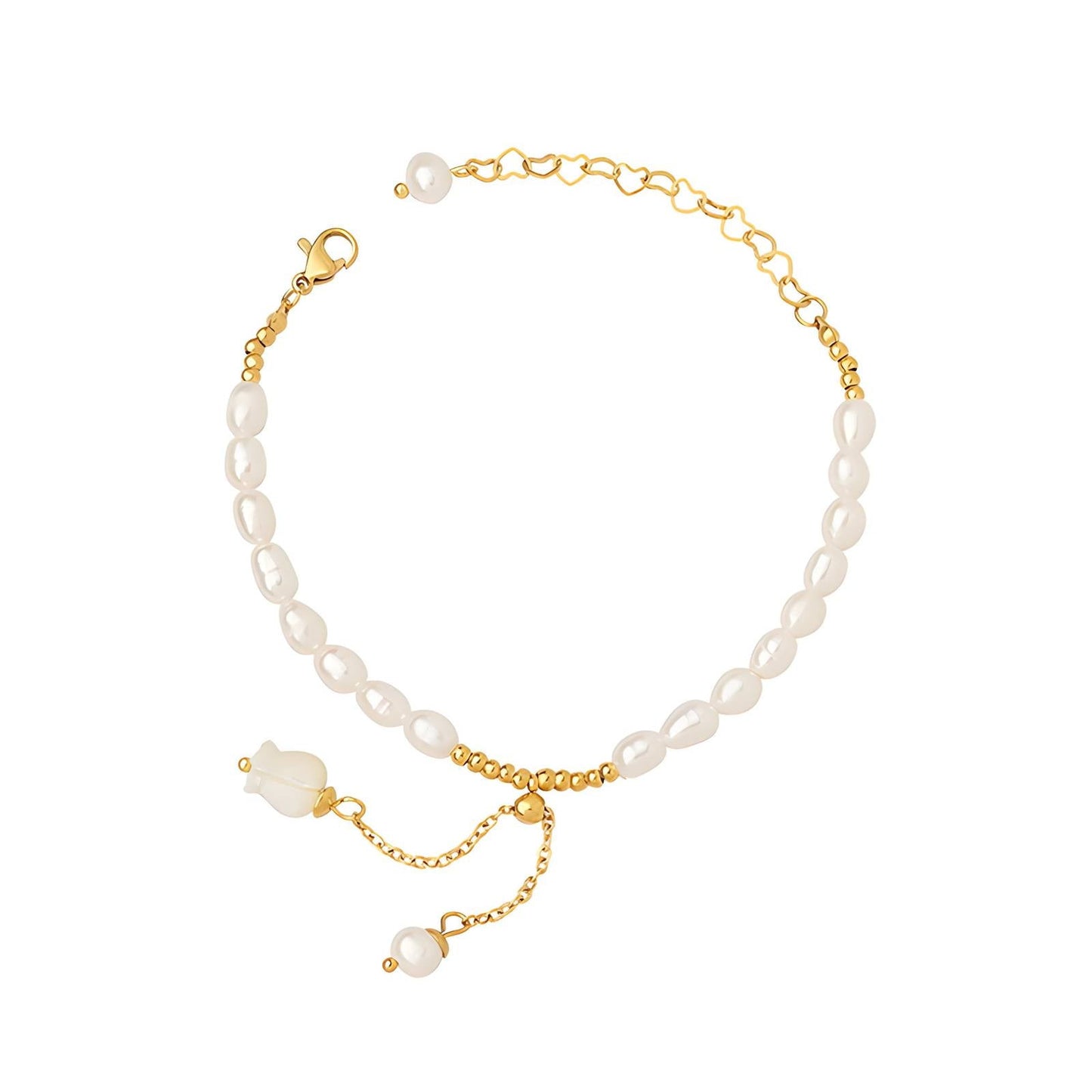 18K Gold Plated Flower Pearl Bracelet