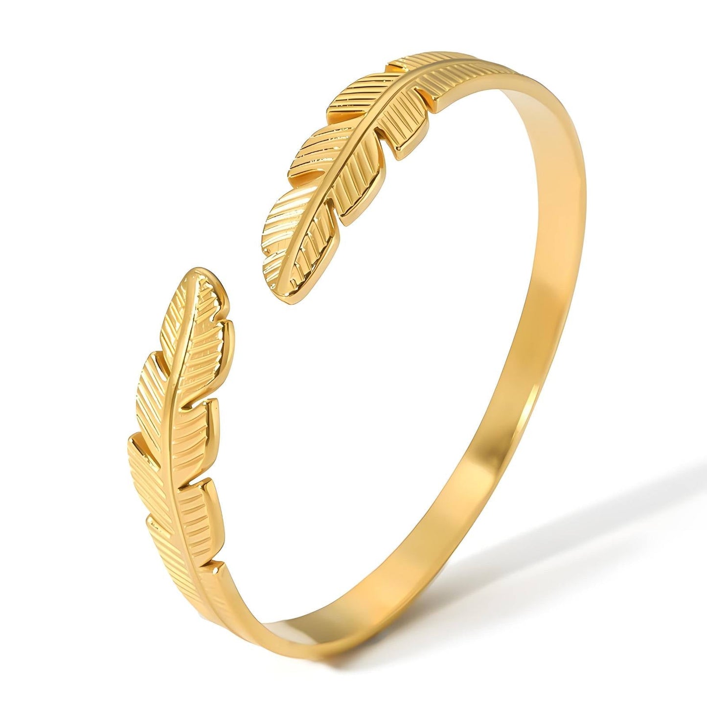 18K gold plated Stainless steel Leafs bracelet, Intensity