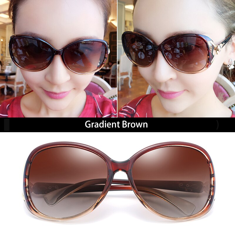 Aidien Women's Polycarbonate Frame Sunglasses Customizable Lenses 8842 Sunglasses Aidien Gradient Brown 0