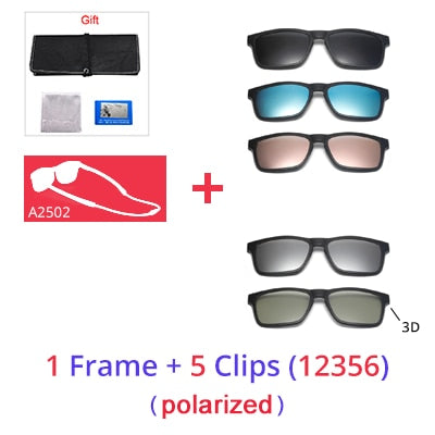 Ralferty Men Eye Glasses Frame Magnet Clip On Sport Sunglasses Women Anti Blue Square Hanging Neck Eyeglass Clip On Sunglasses Ralferty 1Frame 5 Clips 12356 Full black frame