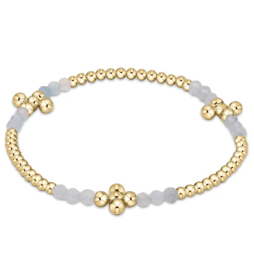 Signature Cross Gold Bliss Pattern 2.5mm Bead Bracelet in Aquamarine