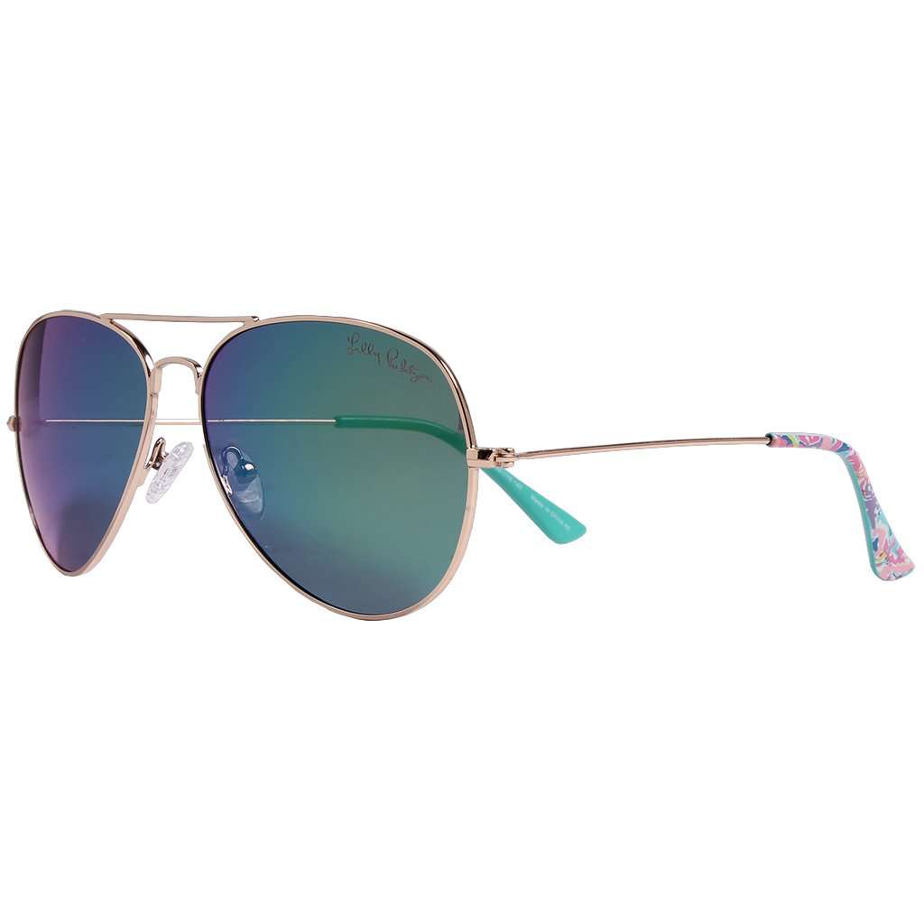 Lexy Sunglasses in Fan Sea Pants With Green Lenses by Lilly Pulitzer