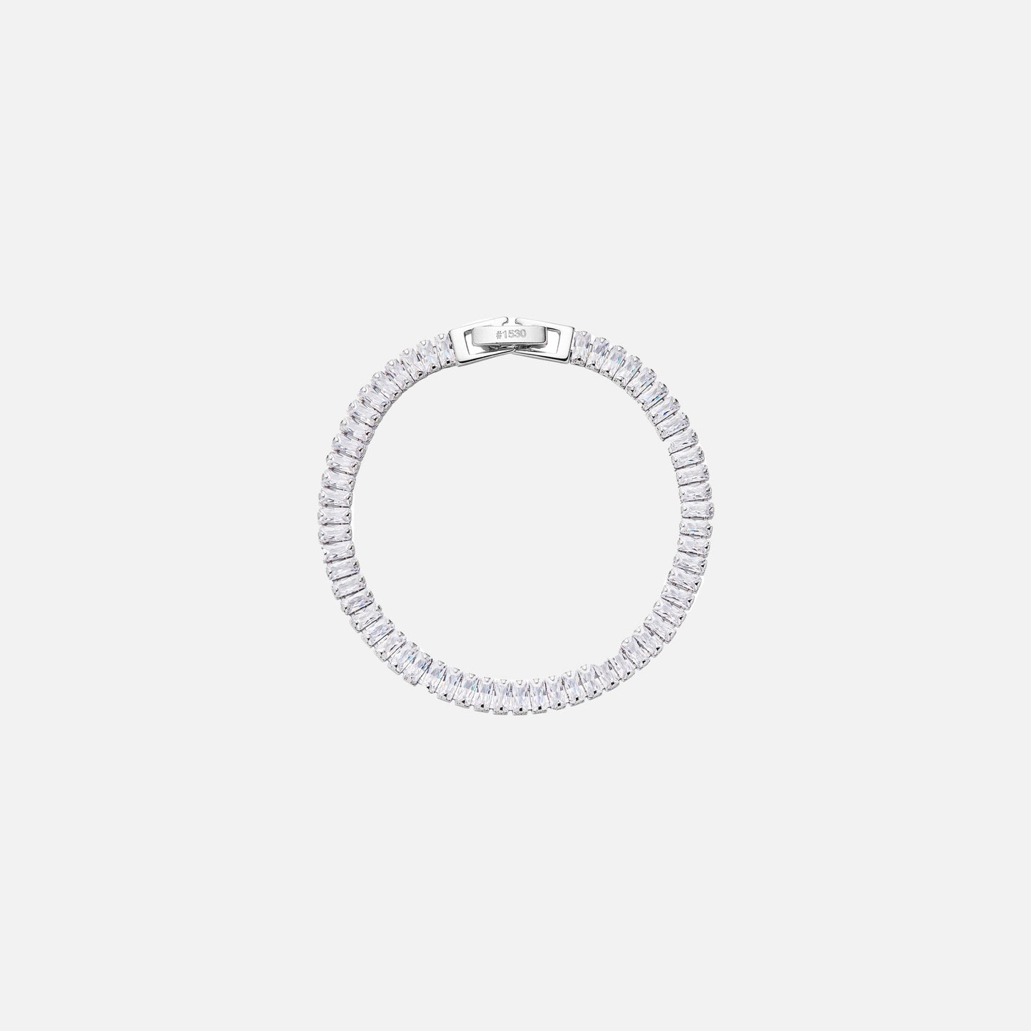 Numbering Crystal Tennis Bracelet Platinum Plated Brass