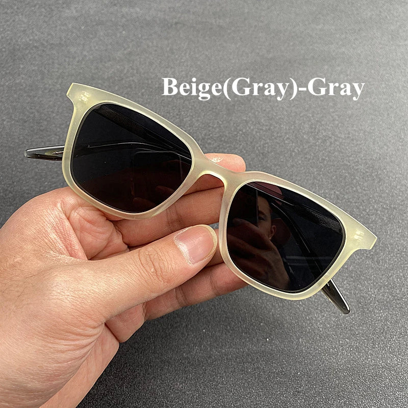 Black Mask Men's Full Rim Square Acetate Polarized Sunglasses 9020 Sunglasses Black Mask Beige(Gray)-Gray As Shown