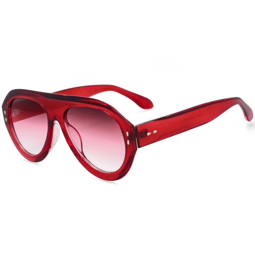 CCSpace Women's Full Rim Oversized Square Oval Resin Frame Sunglasses 54235 Sunglasses CCspace Sunglasses Red 54235