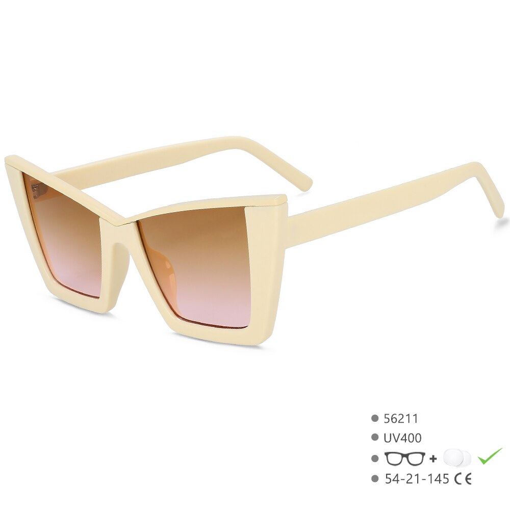 CCSpace Women's Full Rim Square Cat Eye Tr 90 UV400 Sunglasses 56211 Sunglasses CCspace Sunglasses C7Yellow