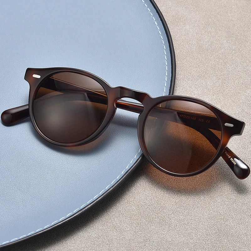 Black Mask Unisex Full Rim Round Acetate Polarized Sunglasses Ov5186 Sunglasses Black Mask Tortoise-Brown As Shown