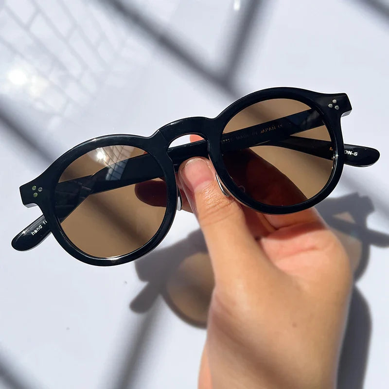 Black Mask Unisex Full Rim Acetate Round Polarized Sunglasses 14143 Sunglasses Black Mask Black-Brown As Shown