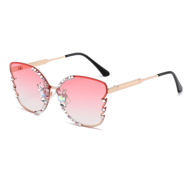 Ettatend Women's Sunglasses Cat Eye Gradient 6666q Sunglasses Ettatend pink Gold