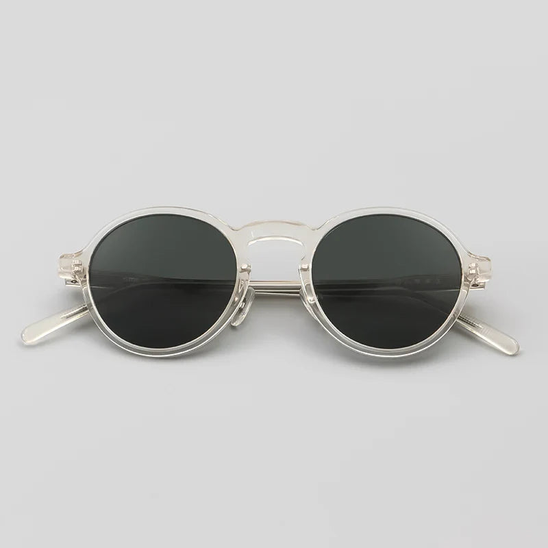 Black Mask Unisex Full Rim Acetate Oval Polarized Sunglasses Sunglasses Black Mask Clear Yellow-Green Black