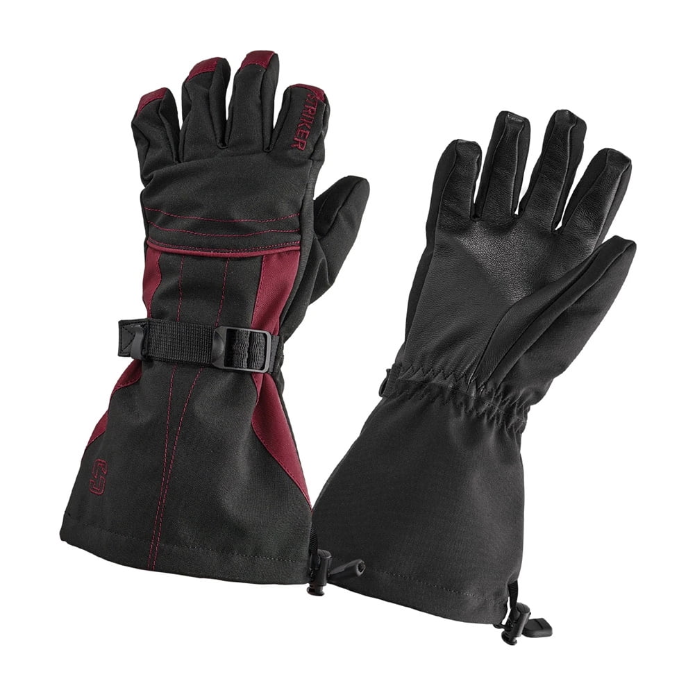 STRIKER ICE Adult Female Stella Winter Gloves, Color: Black/Burgundy, Size: XL