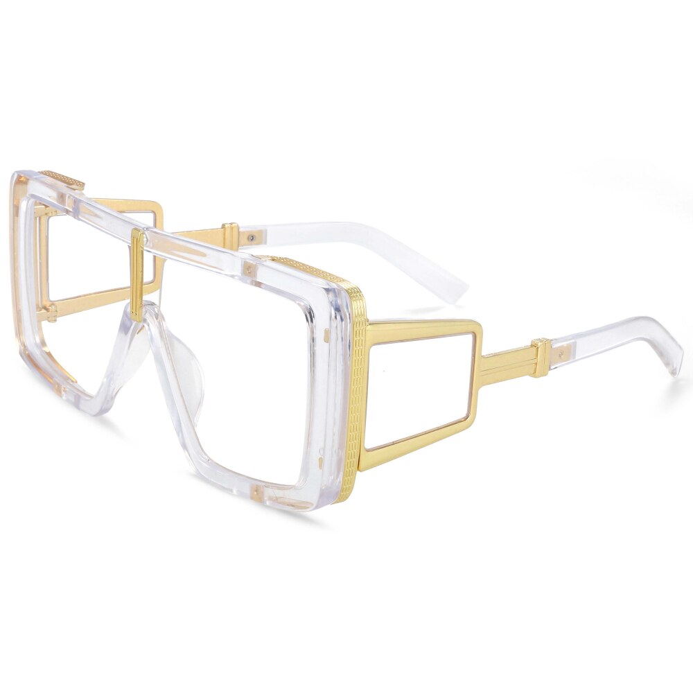 CCSpace Women's Full Rim Oversized Square Resin Double Bridge Frame Sunglasses 54222 Sunglasses CCspace Sunglasses clear