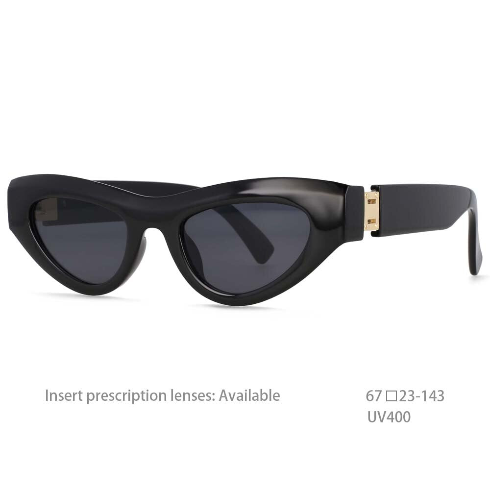 CCSpace Women's Full Rim Cat Eye Resin Frame Sunglasses 54473 Sunglasses CCspace Sunglasses black white