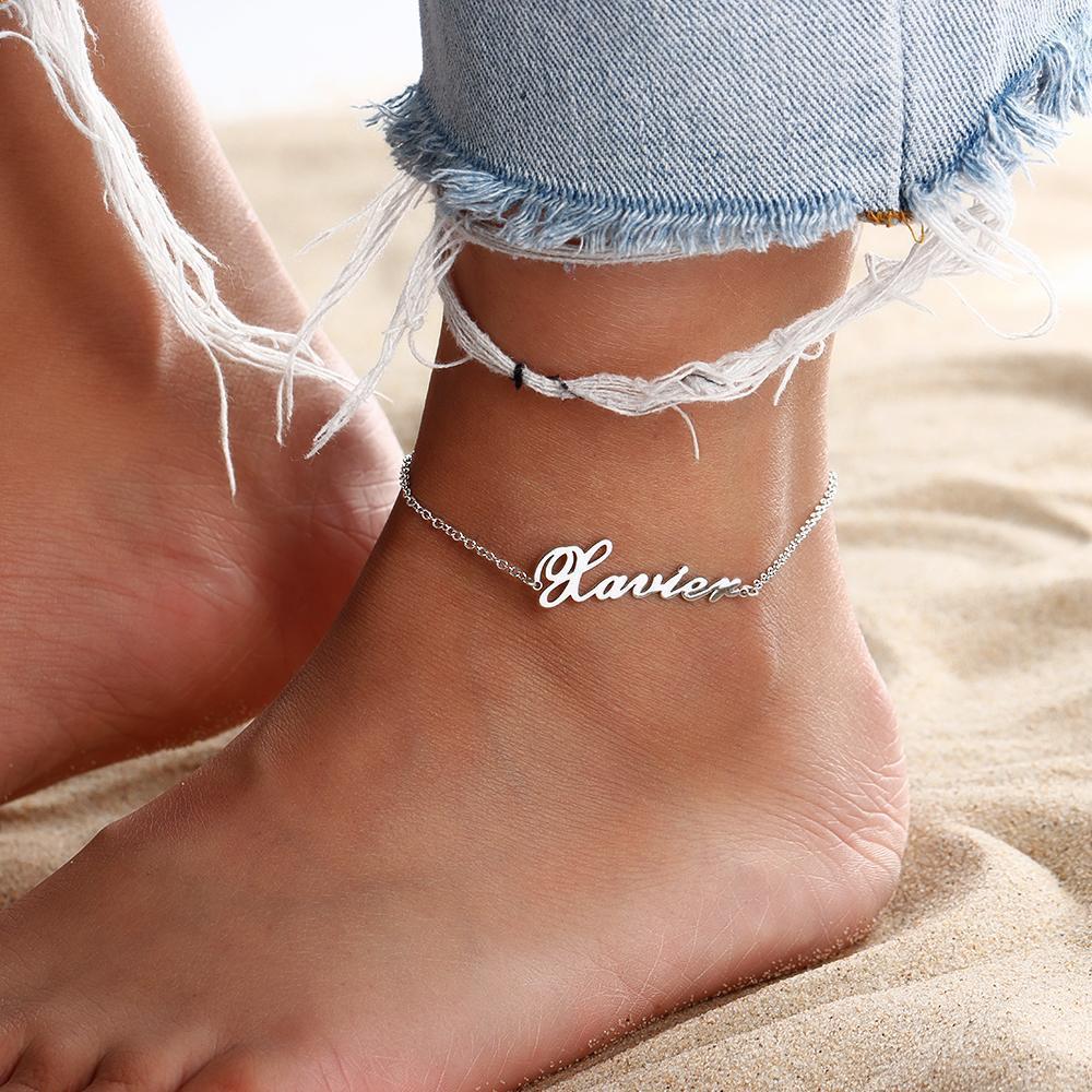 Personalized Name Anklet Rose Gold Plated Silver