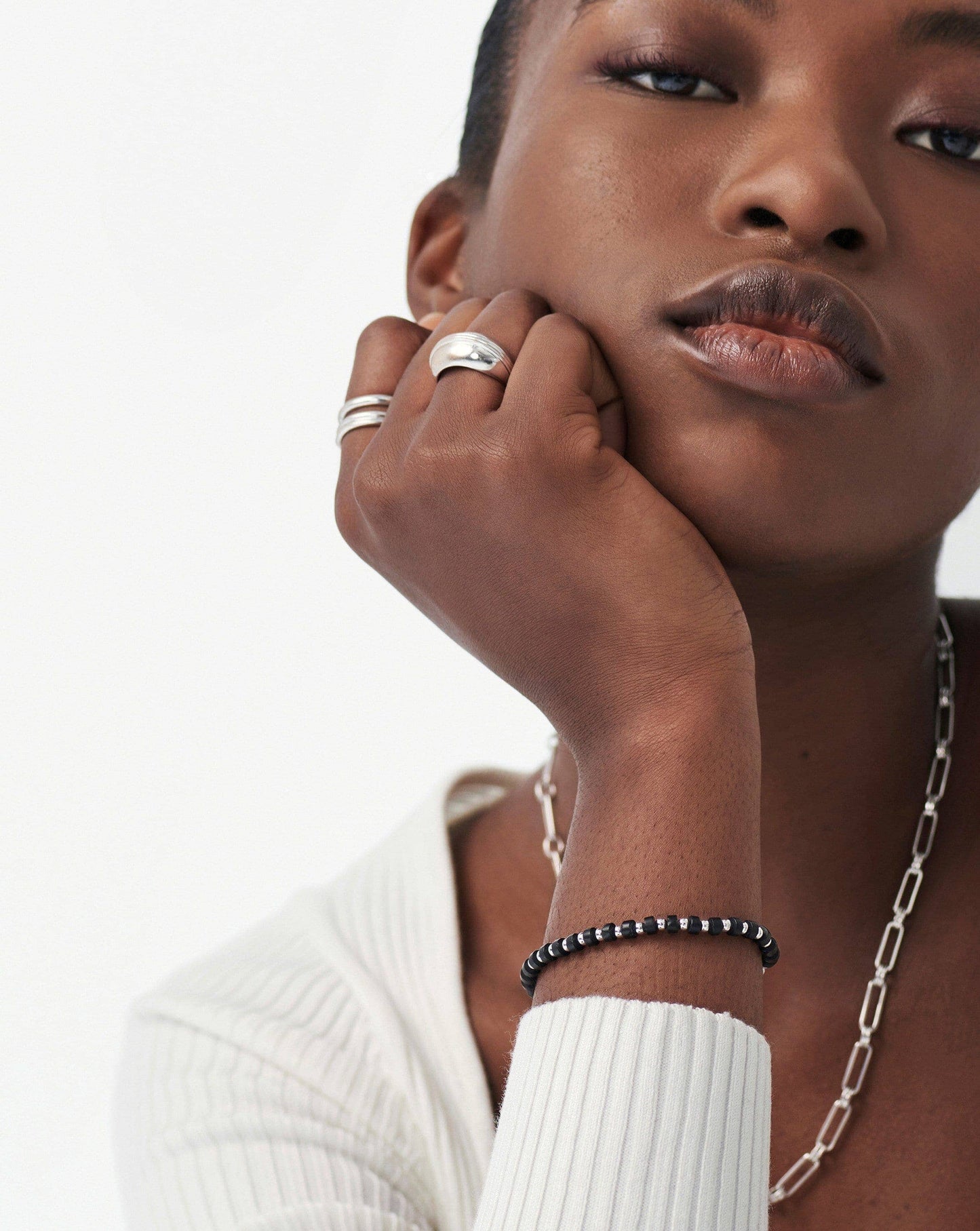 Beaded Bracelet | Silver Plated/Black Onyx