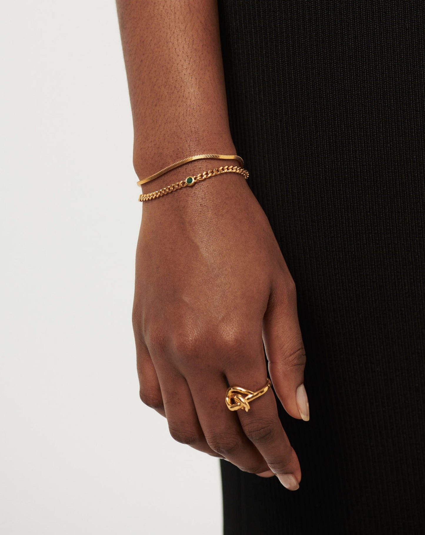 Birthstone Chain Bracelet - May | 18ct Gold Plated Vermeil/Dyed Green Chalcedony