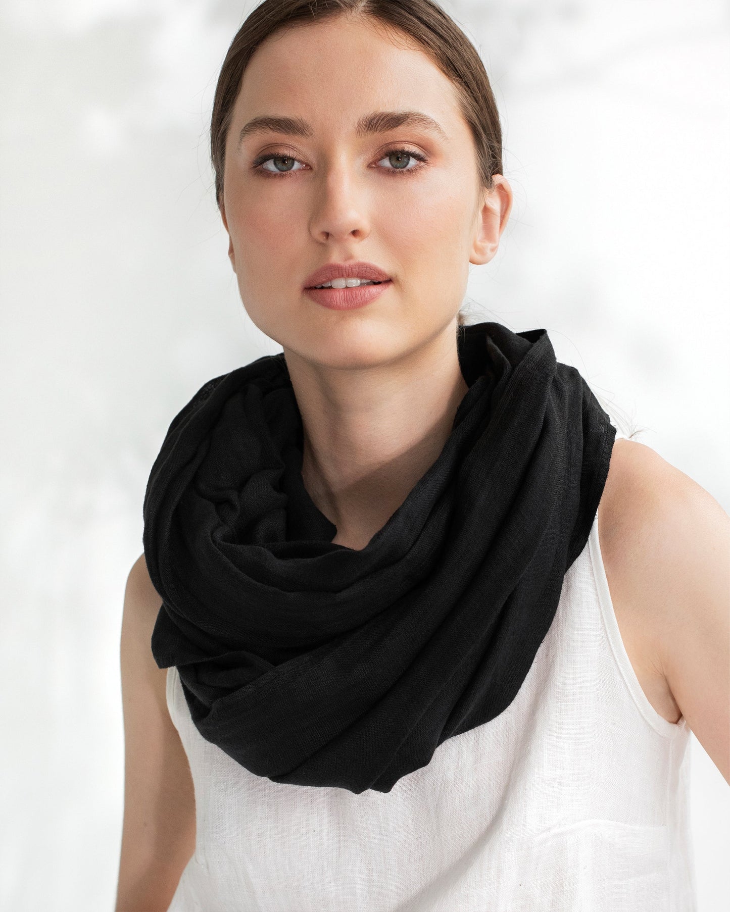 Black linen scarf