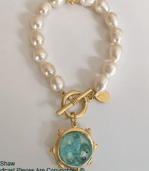 Fluer De Lis Bracelet in Aqua by Susan Shaw