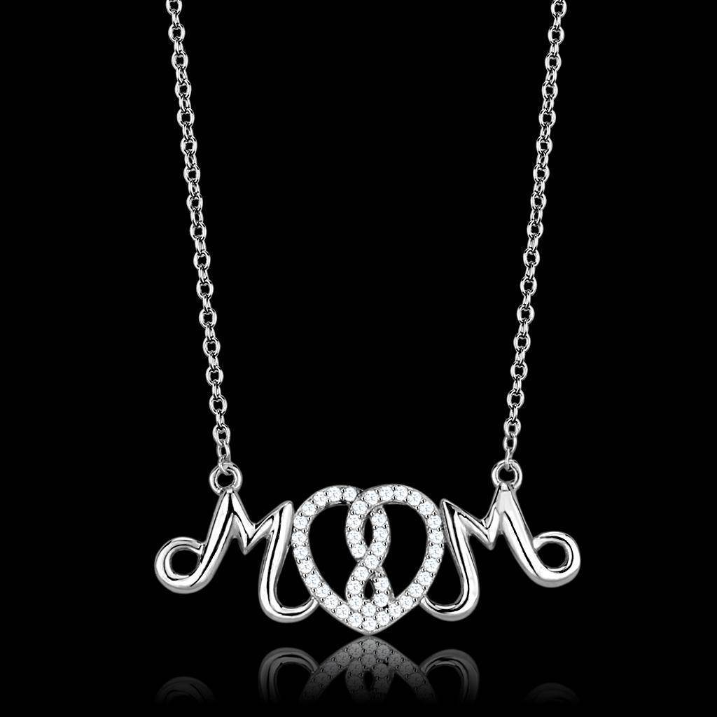 Women's Jewelry - Chain Pendants Chain Necklace Pendant TS571 - Rhodium 925 Sterling Silver Necklace with AAA Grade CZ in Clear