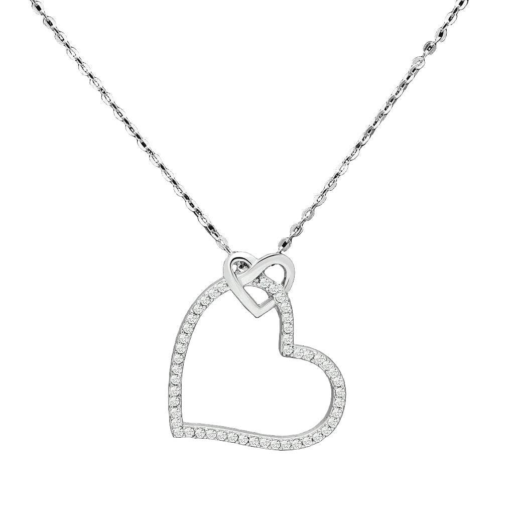 Women's Jewelry - Chain Pendants Chain Necklace Pendant Women's TS060 - Rhodium 925 Sterling Silver Necklace with AAA Grade CZ in Clear