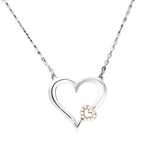 Women's Jewelry - Chain Pendants Chain Necklace Pendant Women's TS061 - Rose Gold + Rhodium 925 Sterling Silver Necklace with AAA Grade CZ in Clear