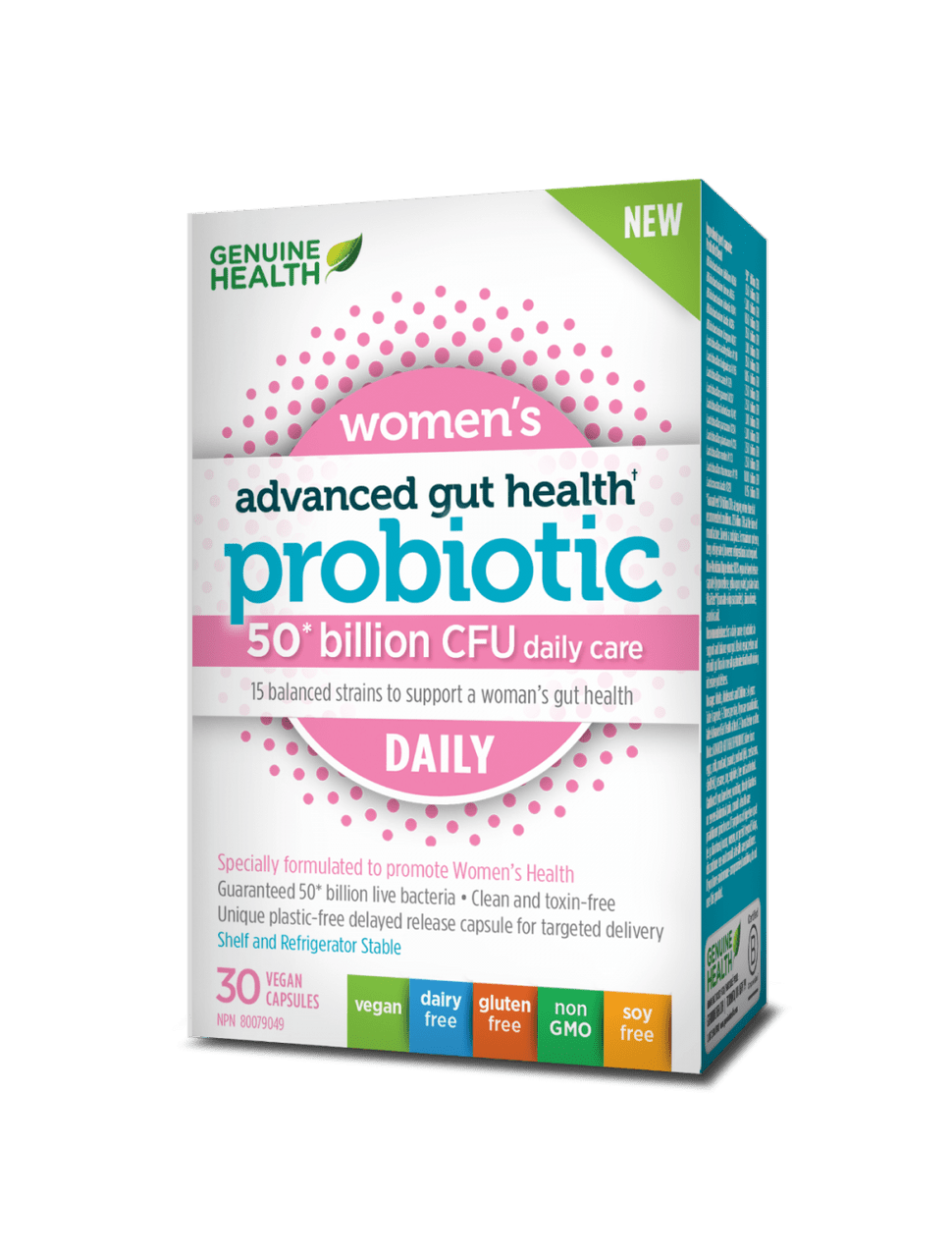 Genuine Health Advanced Gut Health Probiotic Women's Daily 50 Billion CFU 30 Vegan Capsules