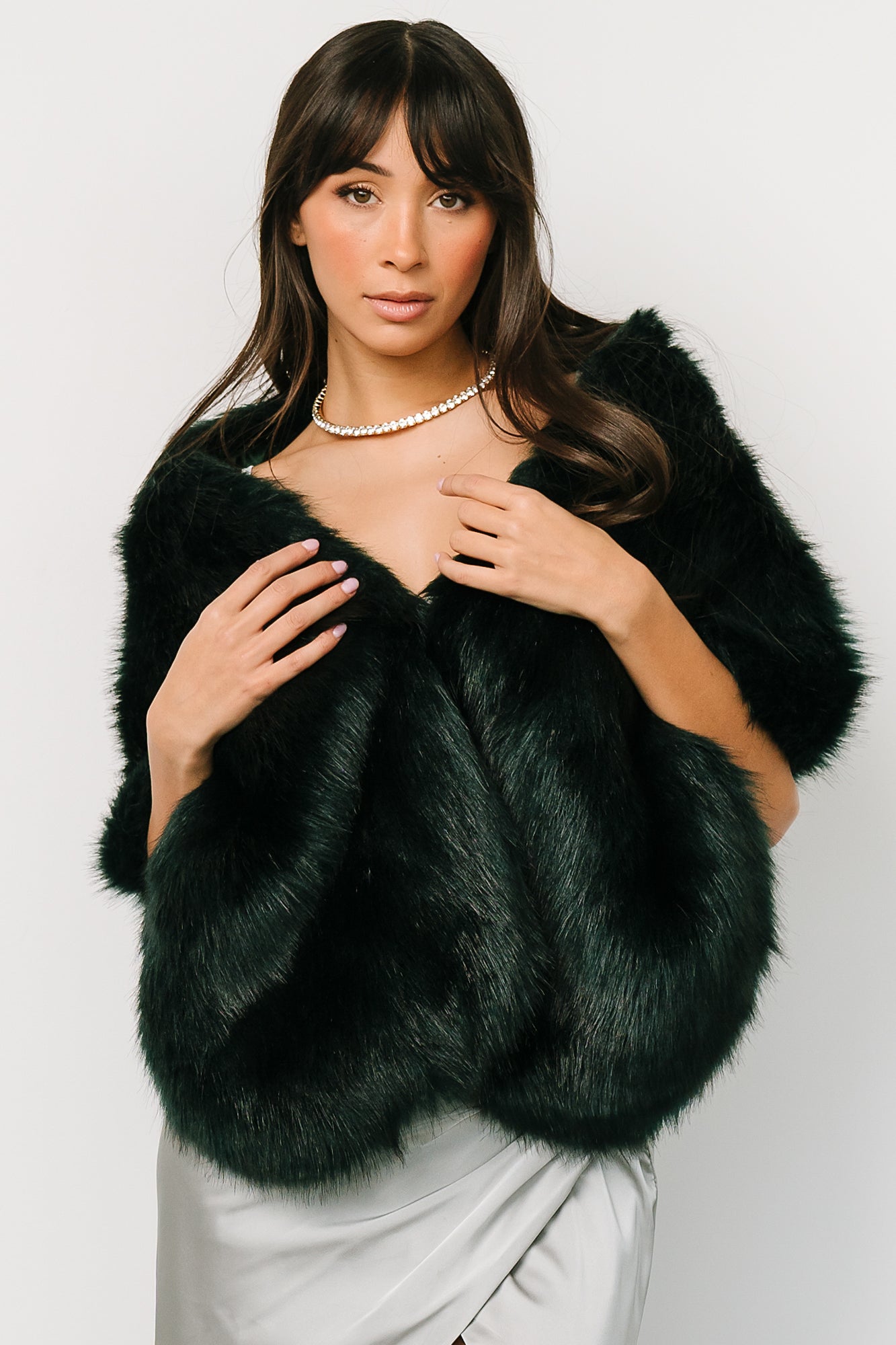 Jovie Faux Fur Shawl | Deep Emerald - Baltic Born