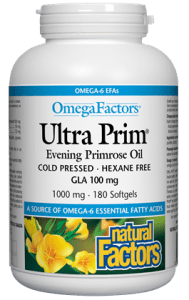 Natural Factors OmegaFactors Ultra Prim Evening Primrose Oil 1000mg Softgels - YesWellness.com