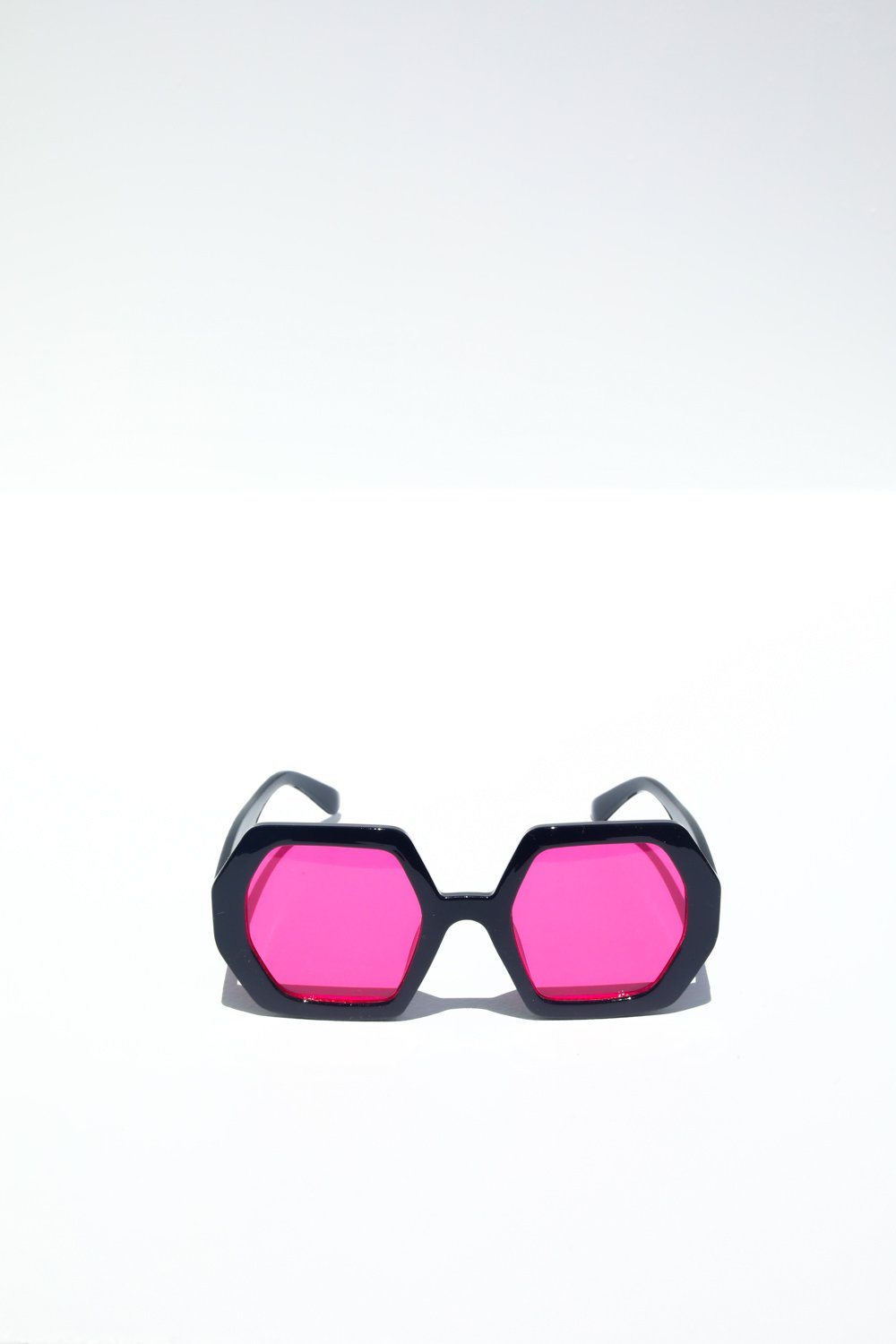 Octagon Chunky Sunglasses Sunglasses Mulberry & Grand Black with Pink Lens