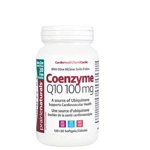 Prairie Naturals CoEnzyme Q10 100mg Bonus Size 120+20 Softgels