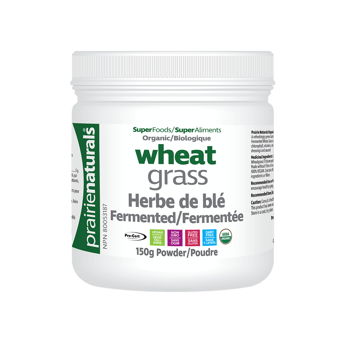 Prairie Naturals SuperFoods Organic Fermented Wheat Grass 150g
