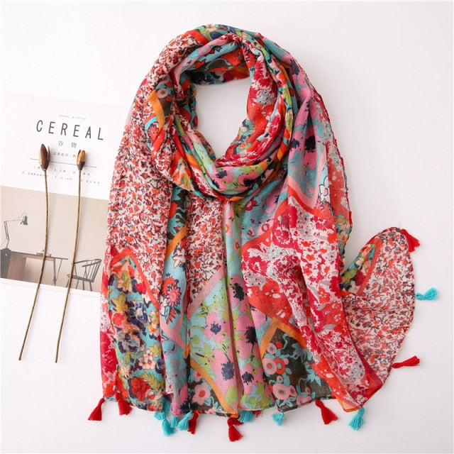 Bohemian Cashew Printed Silk Scarves