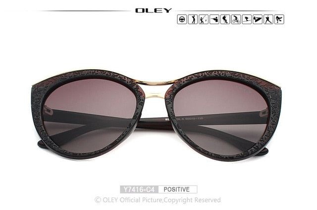 Oley Cat Eye Sunglasses Women Brand Designer Polarized Y7416 Sunglasses Oley Y7416 C4 BOX