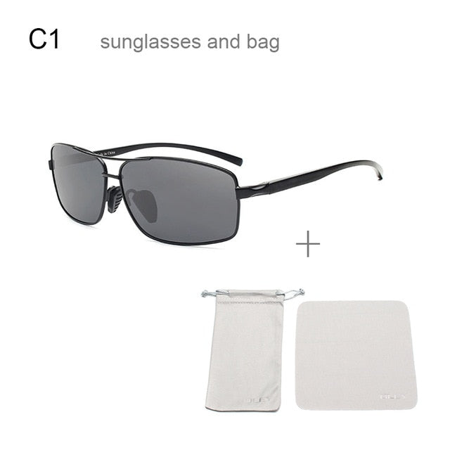 Oley Men Polarized Sunglasses Aluminum Magnesium Driving Glasses Rectangle Shades Y1347 Sunglasses Oley Y1347 C1